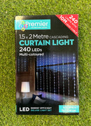 1.5 X 2 Meter Cascading Curtain Light 240 LEDs Multi-Coloured - LED Spares