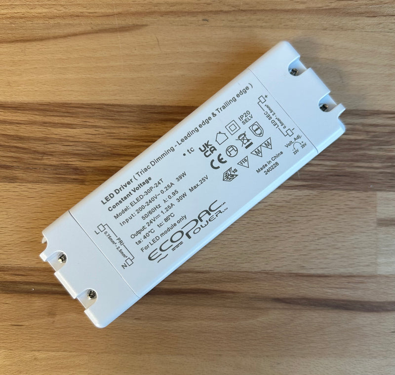 Ecopac ELED-30P-24T 30W 1.25A 24V Triac Dimmable LED Driver - LED Spares