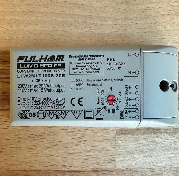 Lumotech - Fulham - L05016i LED Driver 20W 3-33V 250mA - 1000mA 1-10V Dimmable - LED Spares