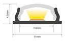 Integral Aluminium Bendable Surface Mount Profile 2M Frosted Diffuser 11 X 4.5mm For 6mm Max LED Strip 2 Endcaps 4 Mounting Brackets Included - LED Spares