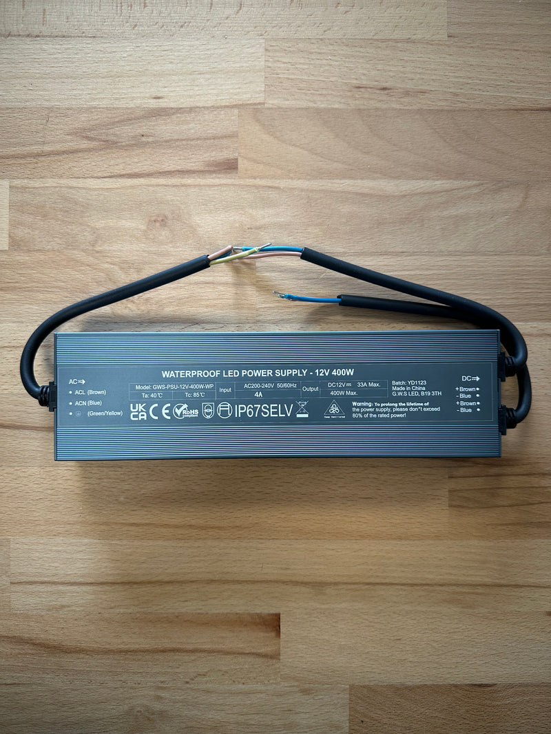 Slim LED Driver 12V 400W IP67 Waterproof - LED Spares