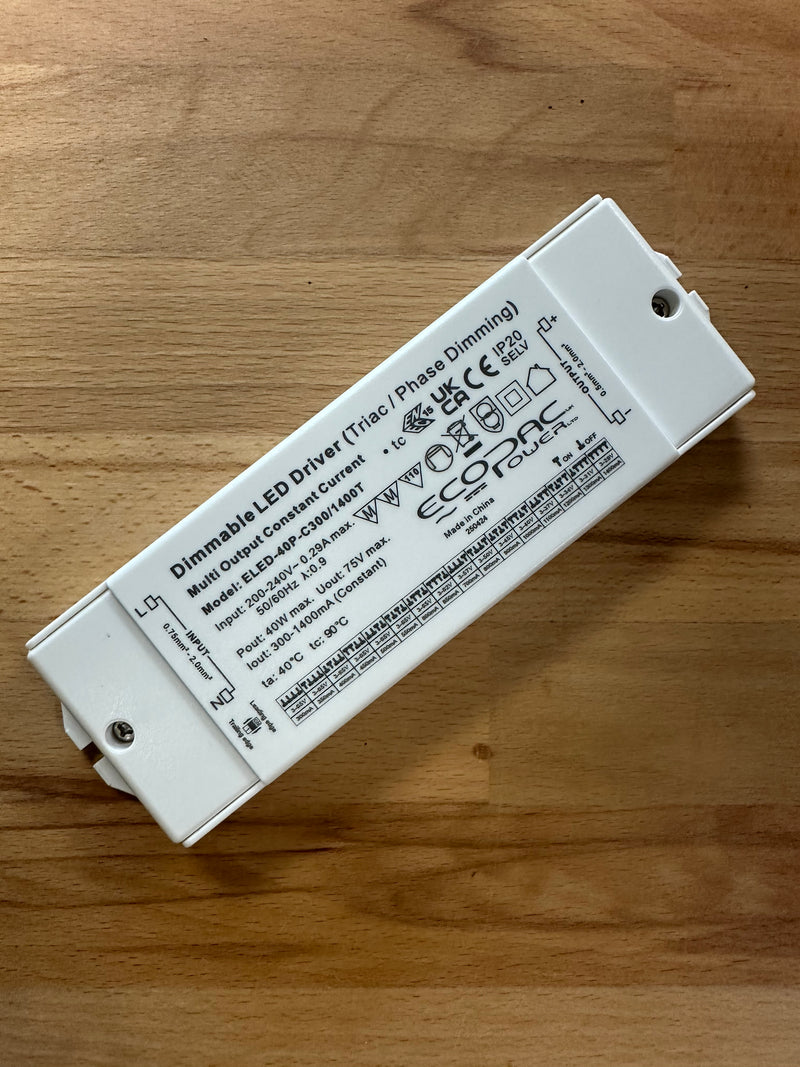 Ecopac ELED-40P-C300/1400T Triac Dimmable Selectable Current LED Driver - LED Spares