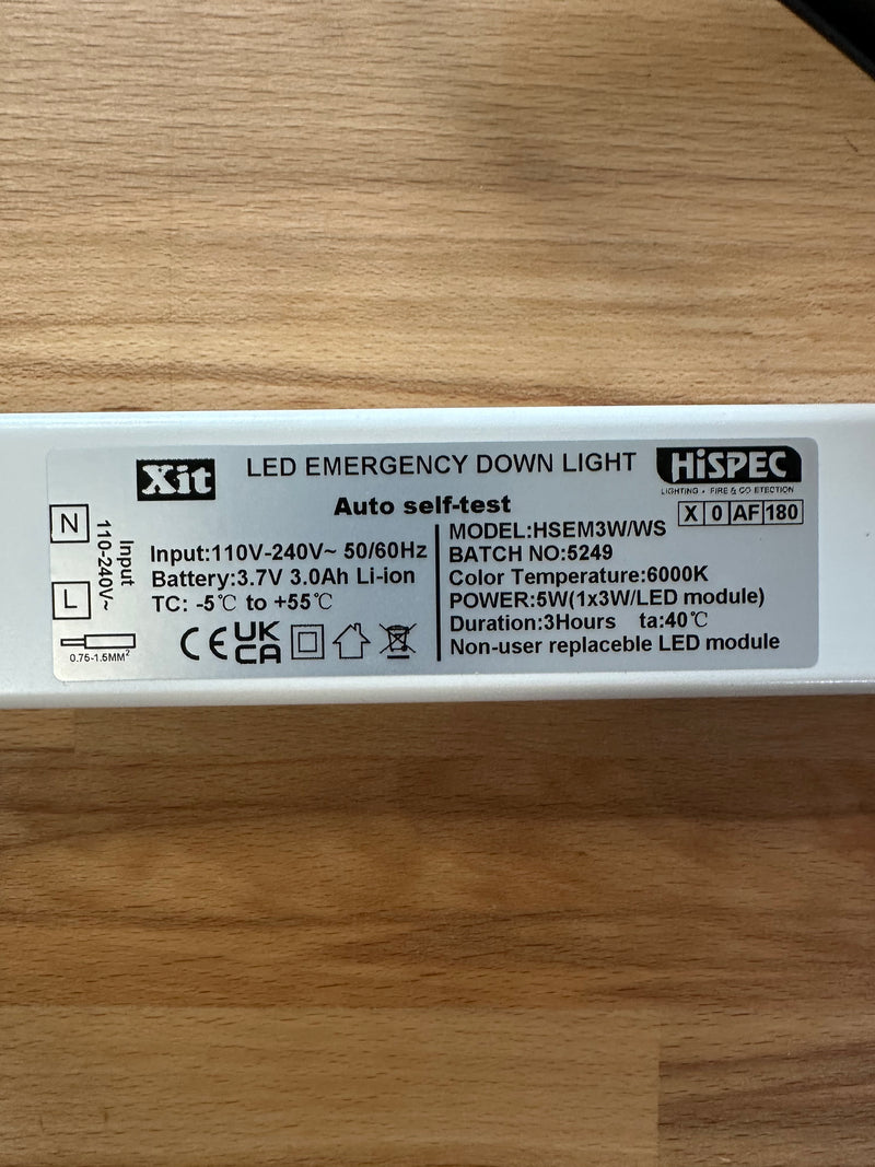 Hispec HSEM3W/WS 3W Emergency LED Downlight Auto Self Test - LED Spares