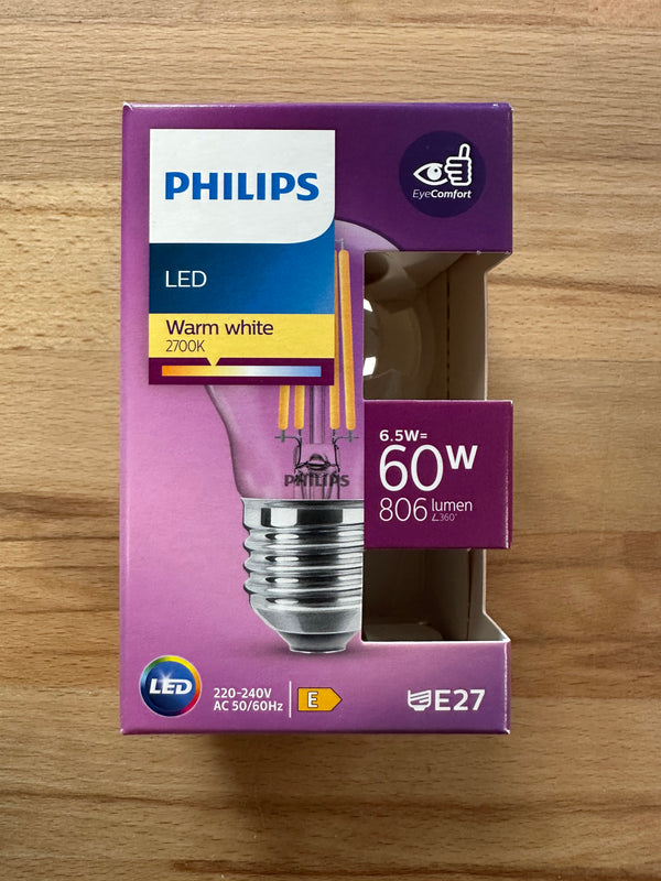 Philips LED Classic 6.5W=60W E27 806lm Warm White P45 - LED Spares