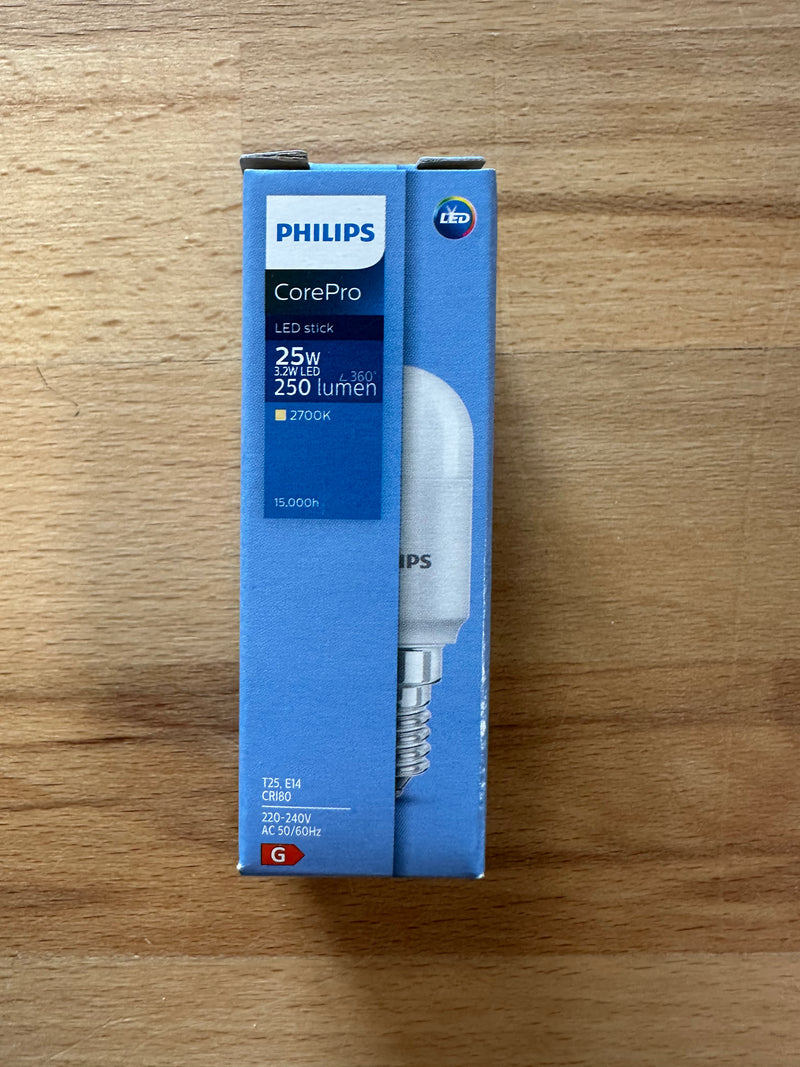 Philips CorePro 3.2W=25W LED T25 Lamp E14 250lm Warm White - LED Spares