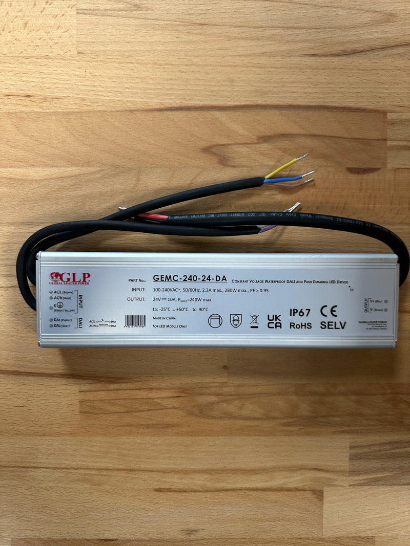 GEMC-240-24-DA 240W 24V 10A IP67 DALI2 - Push Dim Dimmable LED Driver - LED Spares
