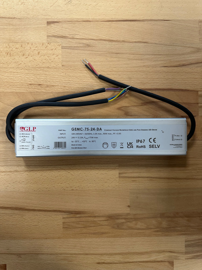 GEMC-75-24-DA 75W 24V 3.13A IP67 DALI2 - Push Dim Dimmable LED Driver - LED Spares