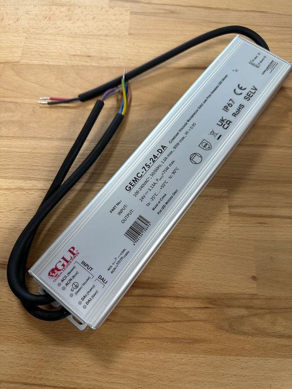 GEMC-75-24-DA 75W 24V 3.13A IP67 DALI2 - Push Dim Dimmable LED Driver - LED Spares