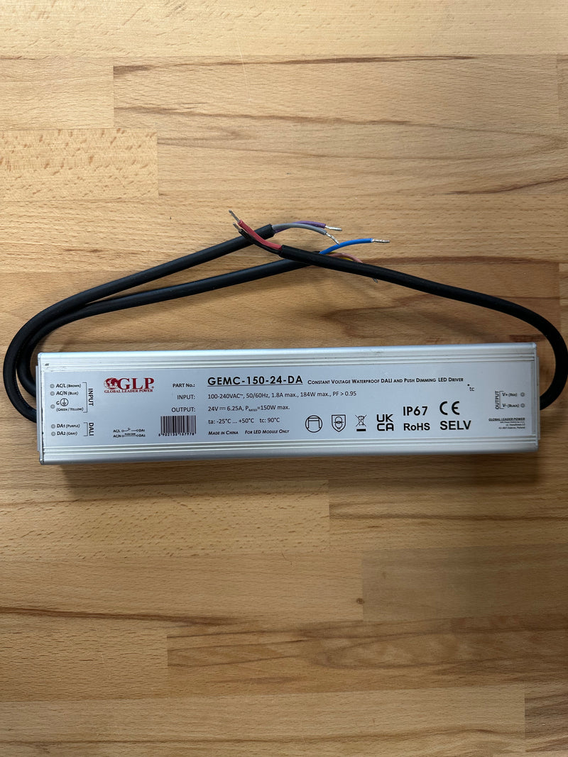 GEMC-150-24-DA 150W 24V 6.25A IP67 DALI2 - Push Dim Dimmable LED Driver -LED Spares