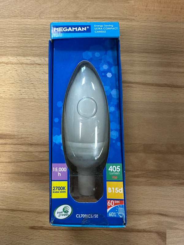 Megaman Candle CFL SBC B15 Energy Saving Lamp 2700K - LED Spares