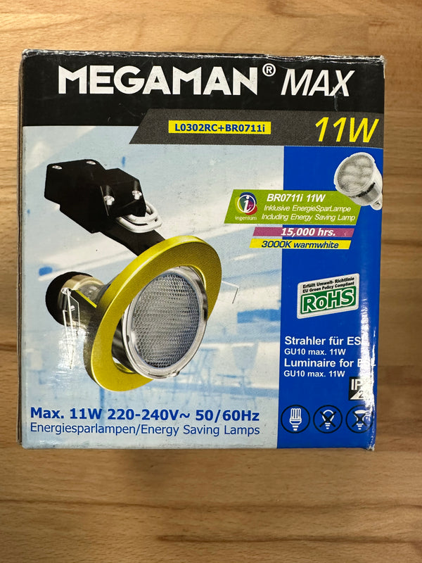 Megaman Max Adjustable Recessed Downlight Glossy Gold L0302RC with BR0711i GU10 11W Lamp - LED Spares