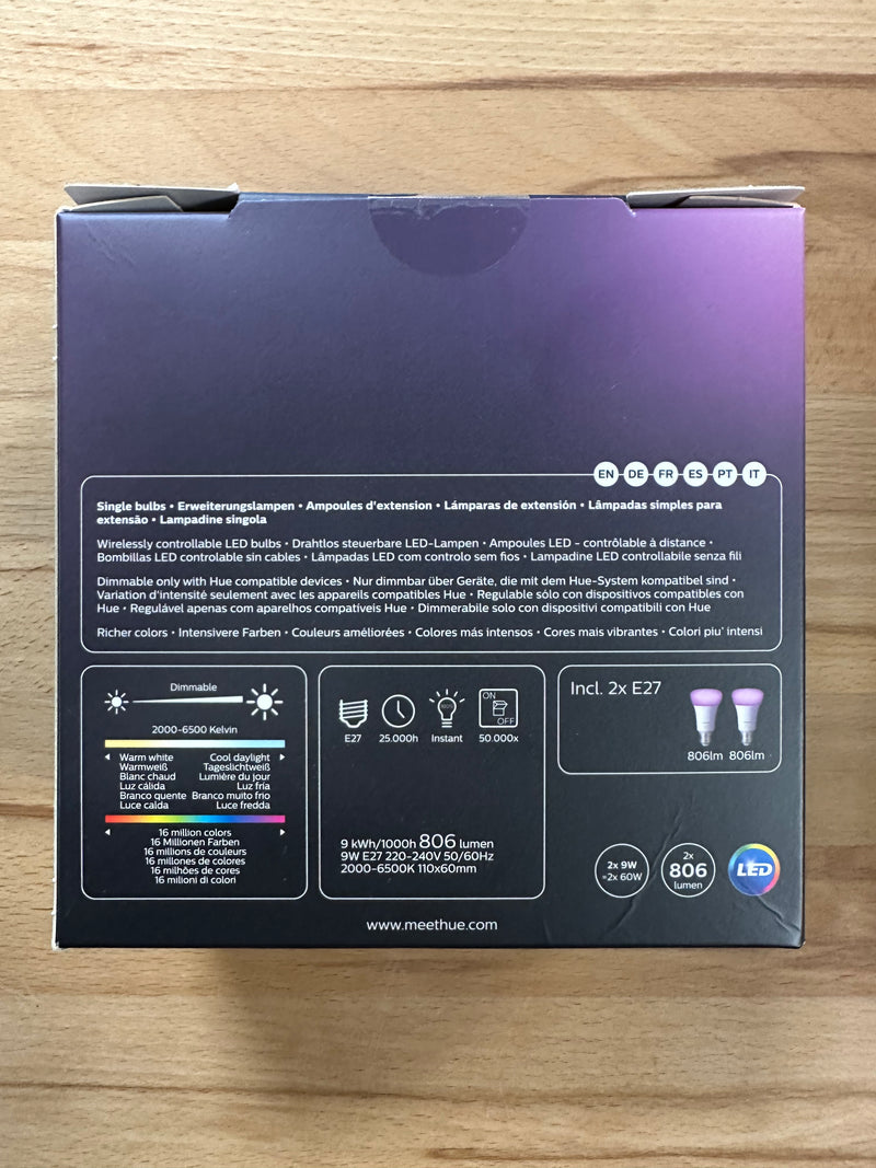 Philips Hue Bluetooth – White and Colour Ambiance Bulb Twin Pack - LED Spares