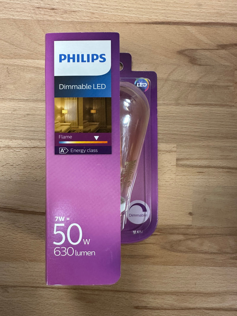 Philips Classic 8W E27 2200K Gold Flame Dimmable LED Lamp - LED Spares