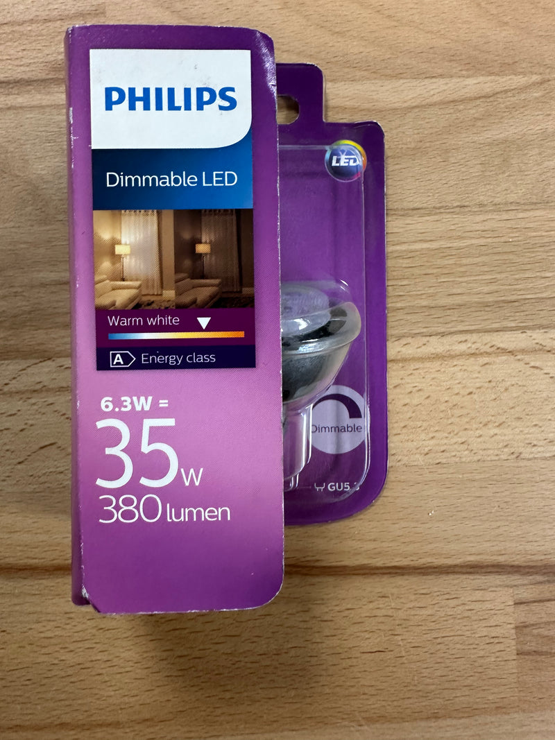 Philips LED 6.3W GU5.3 MR16 Dimmable Spot Light Lamp 380 Lumen - LED Spares