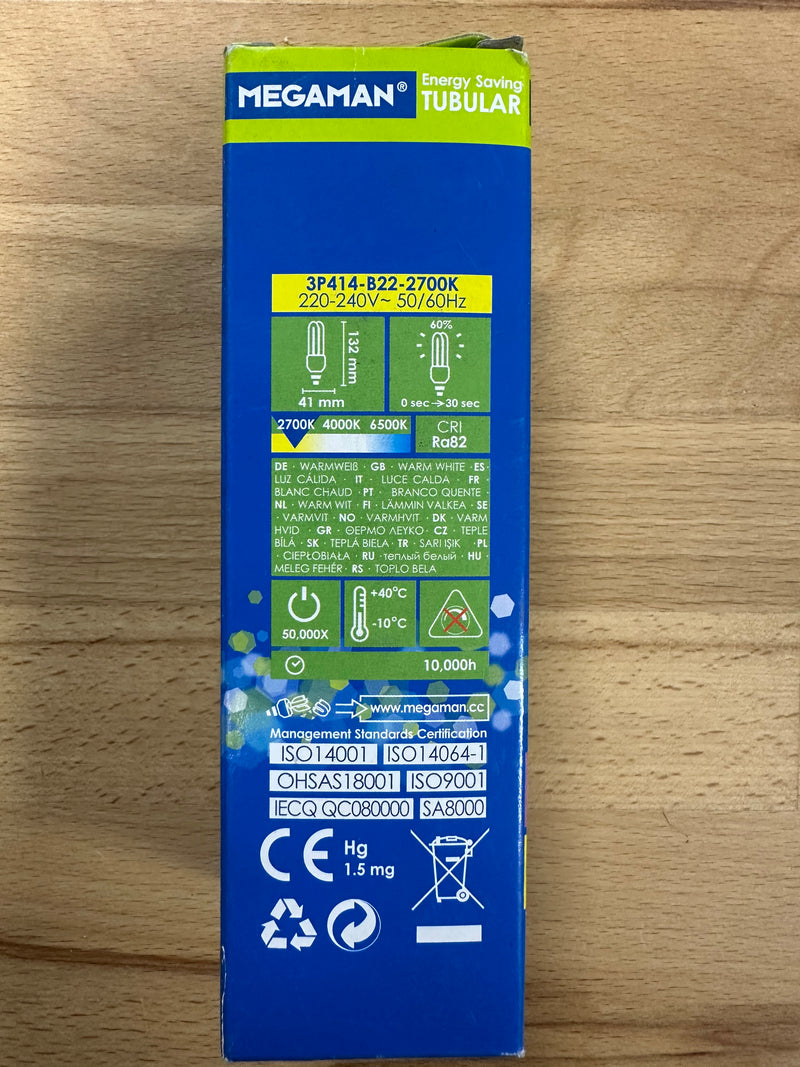 Megaman Compact Fluorescent B22 14W 2700K Warm White - LED Spares