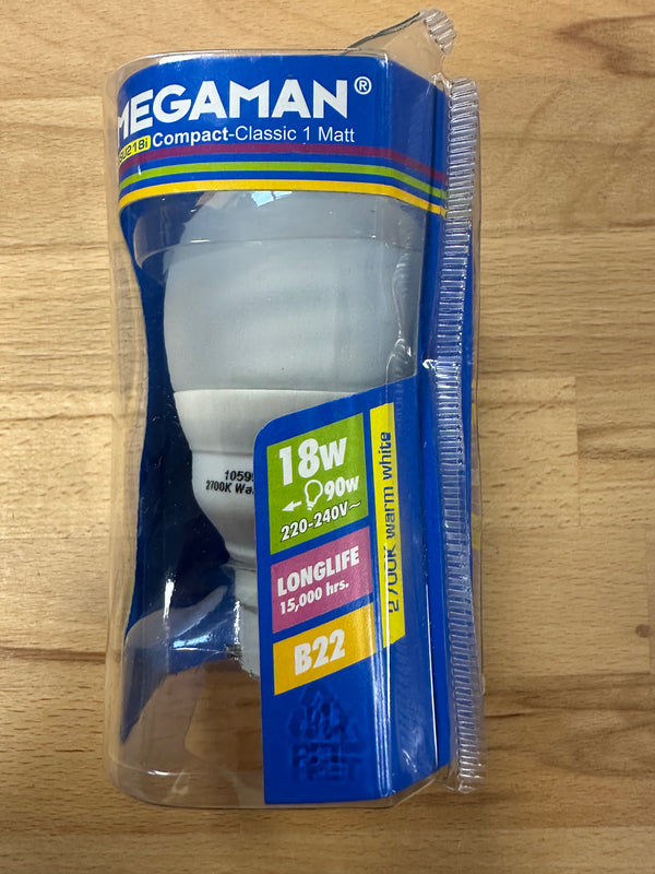 Megaman CFL Warm White B22 18 Watt Compact Classic - LED Spares
