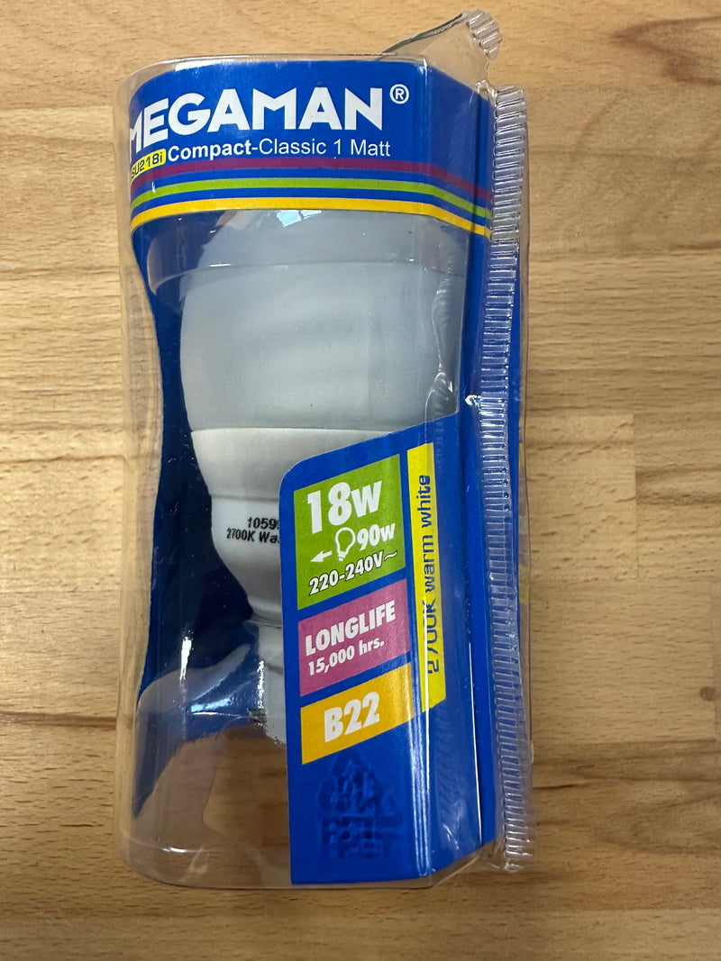 Megaman CFL Warm White B22 18 Watt Compact Classic - LED Spares
