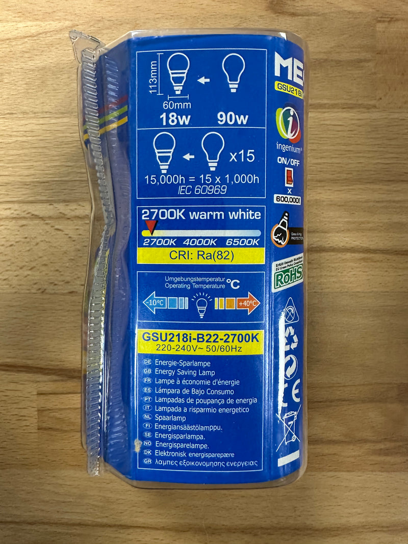 Megaman CFL Warm White B22 18 Watt Compact Classic - LED Spares