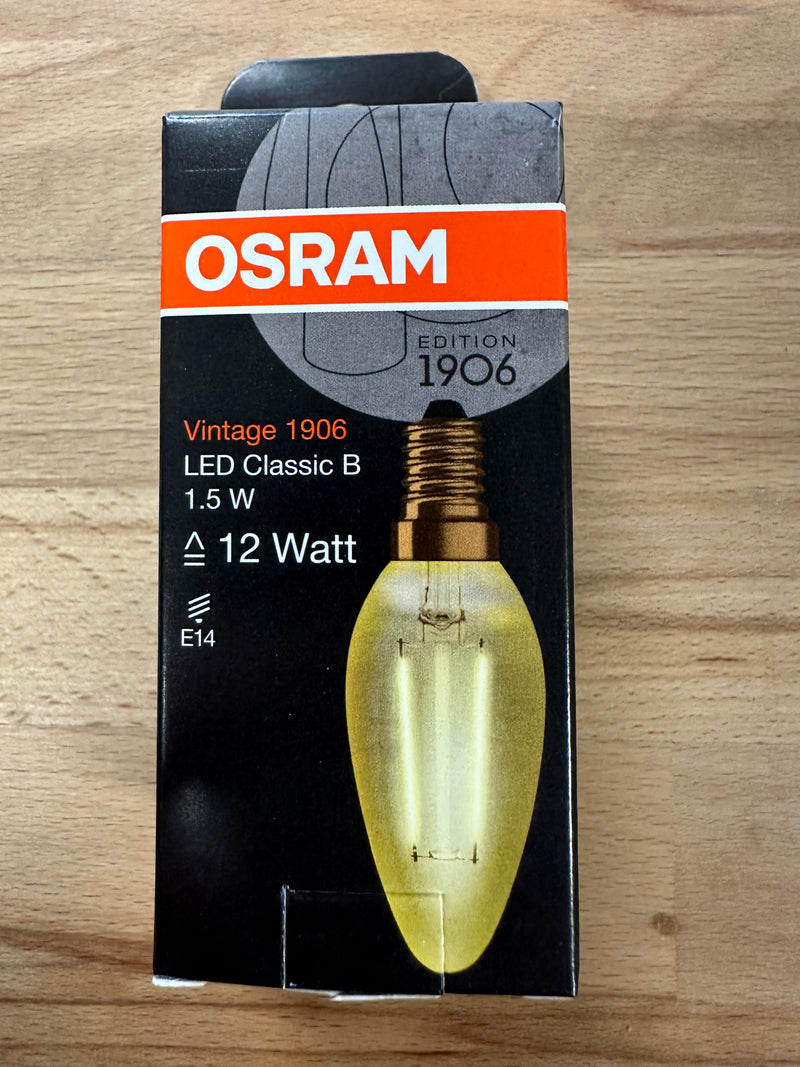 Osram Vintage 1906 LED E14 Candle Filament Gold 1.5W 120lm Warm White - LED Spares
