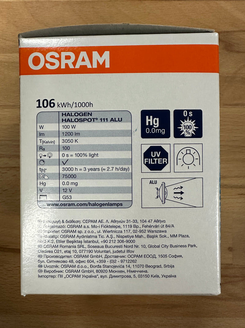 Osram 41850 Halospot 111 100W 12V G53 SP 6D - LED Spares