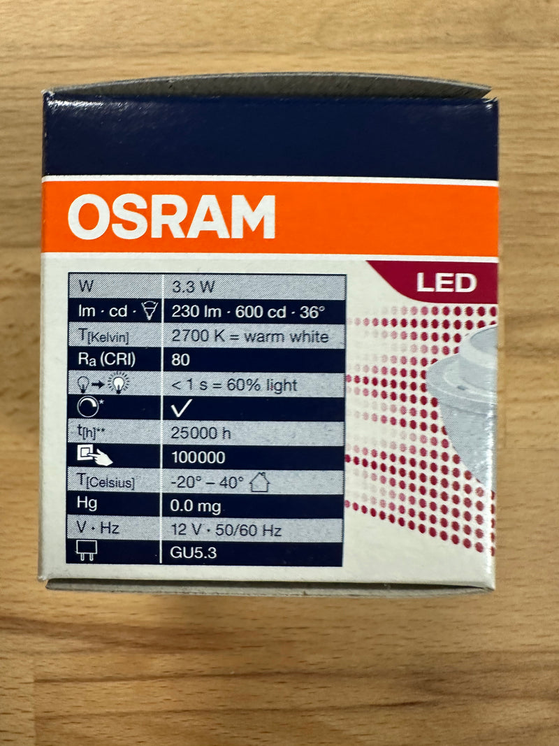 Osram PARATHOM Advanced MR16 20 36° 20W 230lm Dimmable GU5.3 Lamp - LED Spares