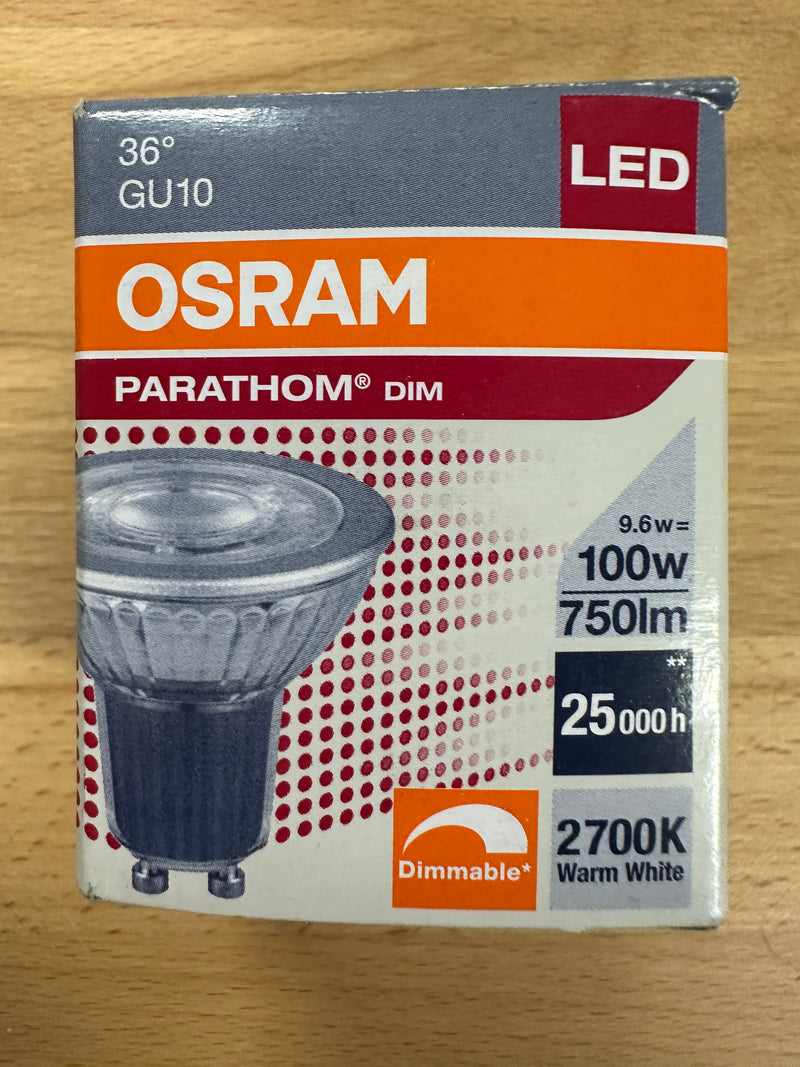 Osram PARATHOM Dimmable PAR16 100 36° 9.6W = 100W GU10 Lamp - LED Spares