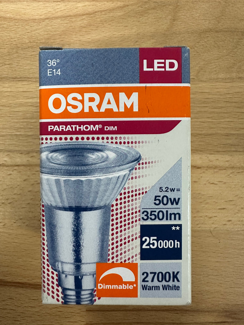 Osram Parathom E14 PAR16 5.2W 927 36D Dimmable Warm White - LED Spares