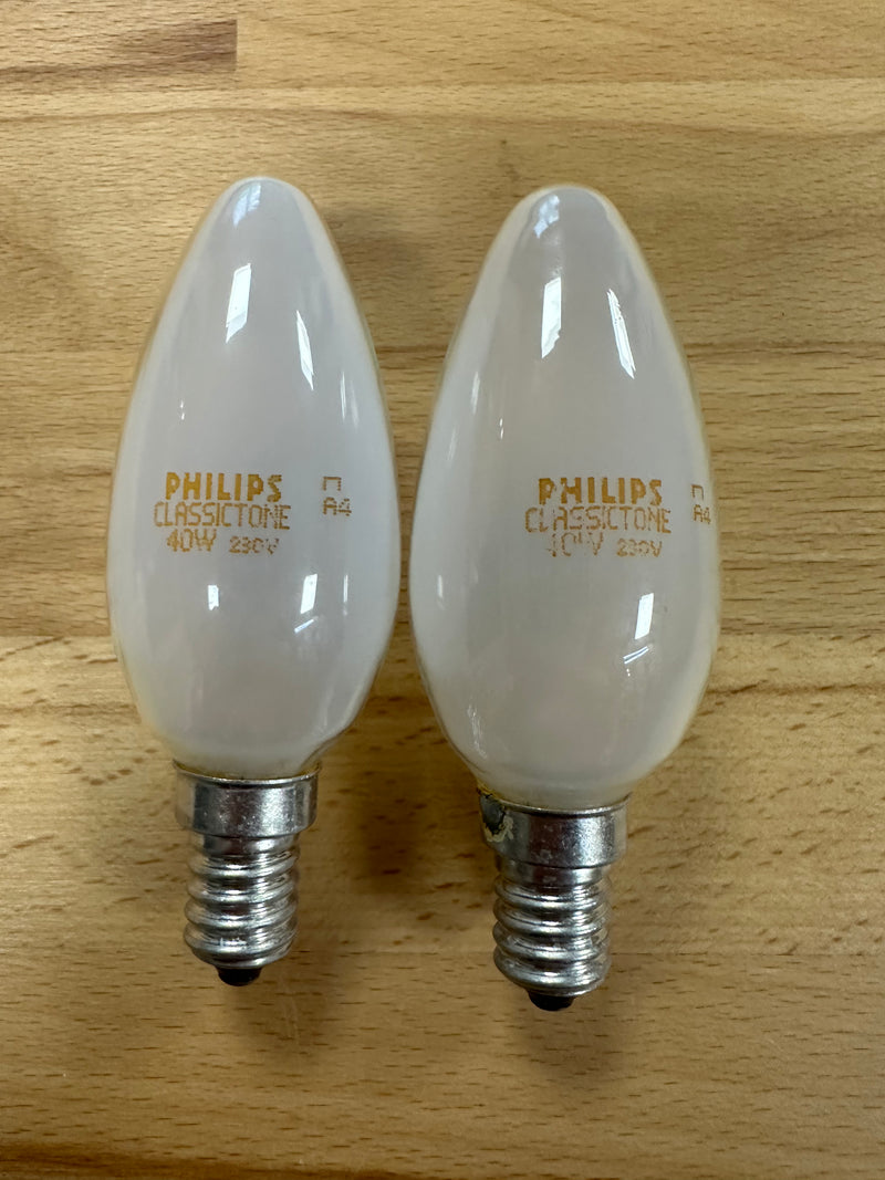Philips 40W B35 E14 410lm Standard Candle Lamp - Pack of 2 - LED Spares