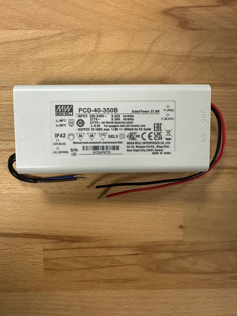 Mean Well PCD-40-350B 40W 350mA TRIAC Dimmable LED Driver - LED Spares