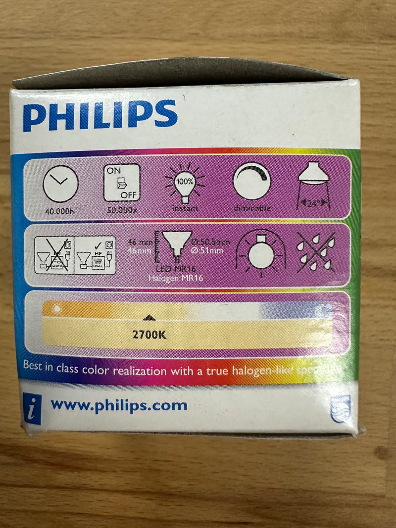 Philips Master ExpertColor LED Spot GU5.3 MR16 6.5W 420lm 24D Warm White Dimmable