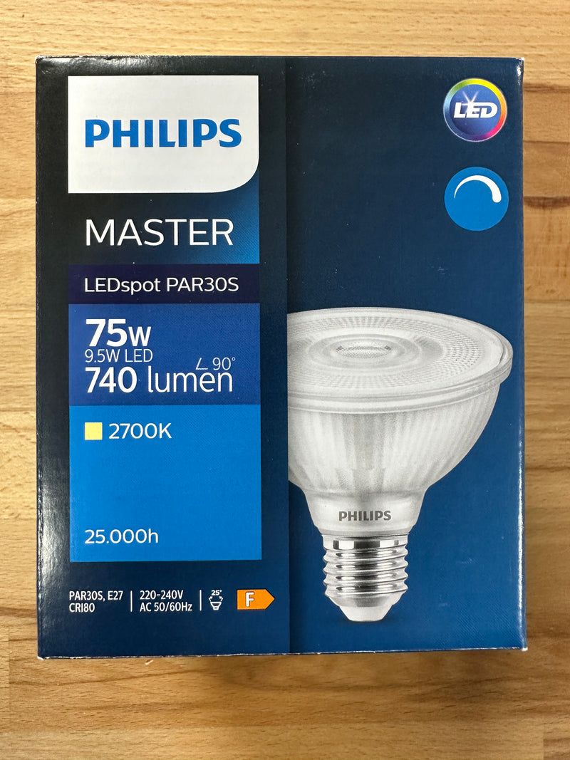 Philips MASTER LED Spot E27 PAR30S 9.5W 740lm 25D Warm White Dimmable - LED Spares
