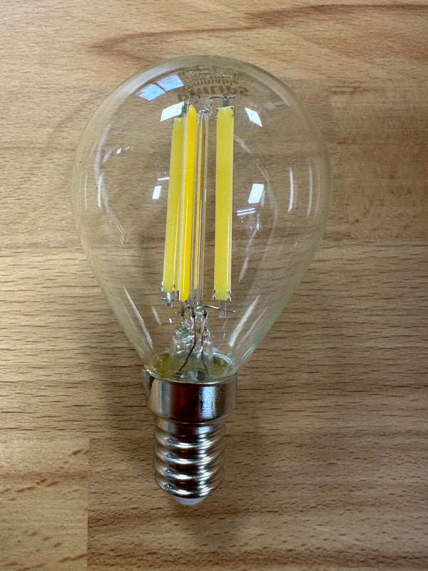 Philips Master Value LED Lustre E14 Ball Filament Clear 3.4W 470lm Warm White Dimmable - LED Spares