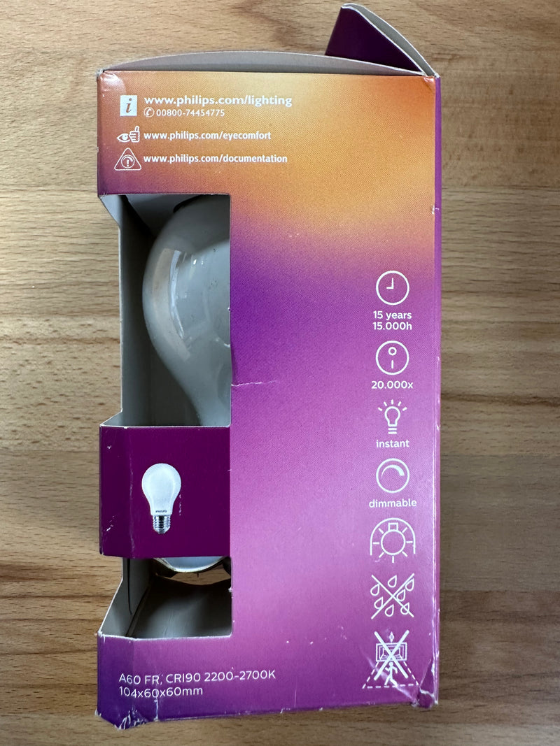 Philips Classic 3.4W 470lm E27 Frosted A60 Warm White - LED Spares
