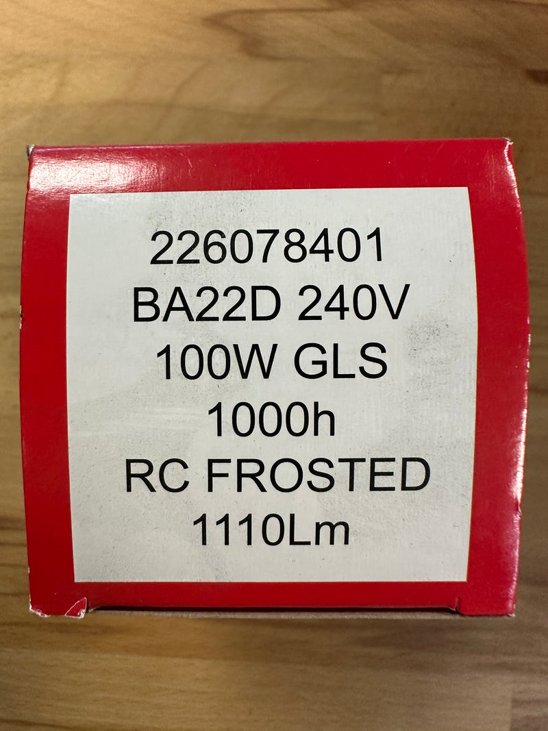 Schiefer 100W GLS BA22D 240V Frosted RC Lamp - LED Spares
