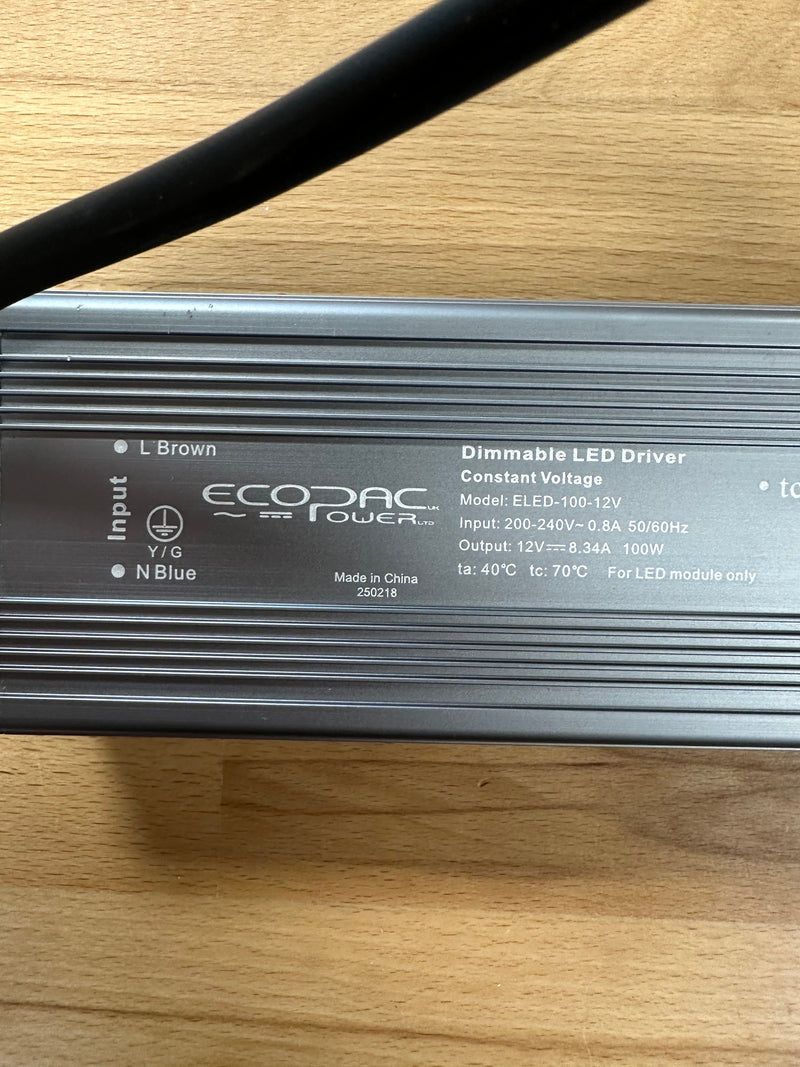 ELED-100-12V 100W 12V 8.3A 0/1-10V Dimmable IP66 LED Driver - LED Spares