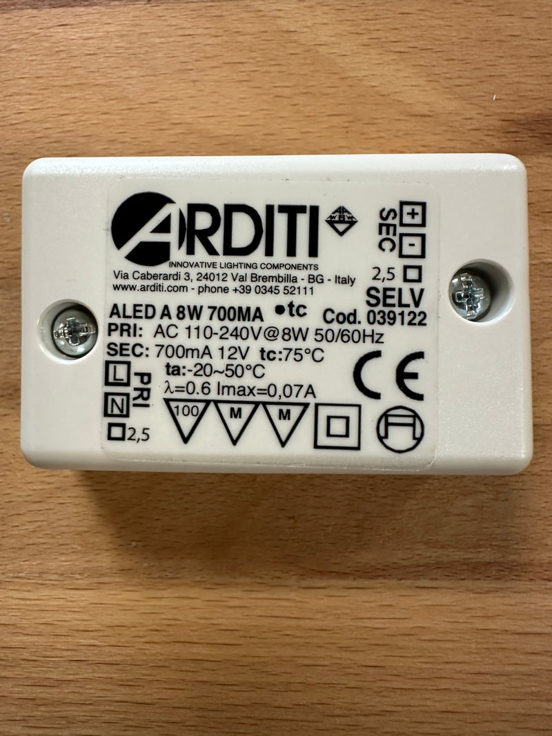 Arditi 039122 ALED A 8W 700MA Constant Current Constant Voltage 12V LED Driver - LED Spares