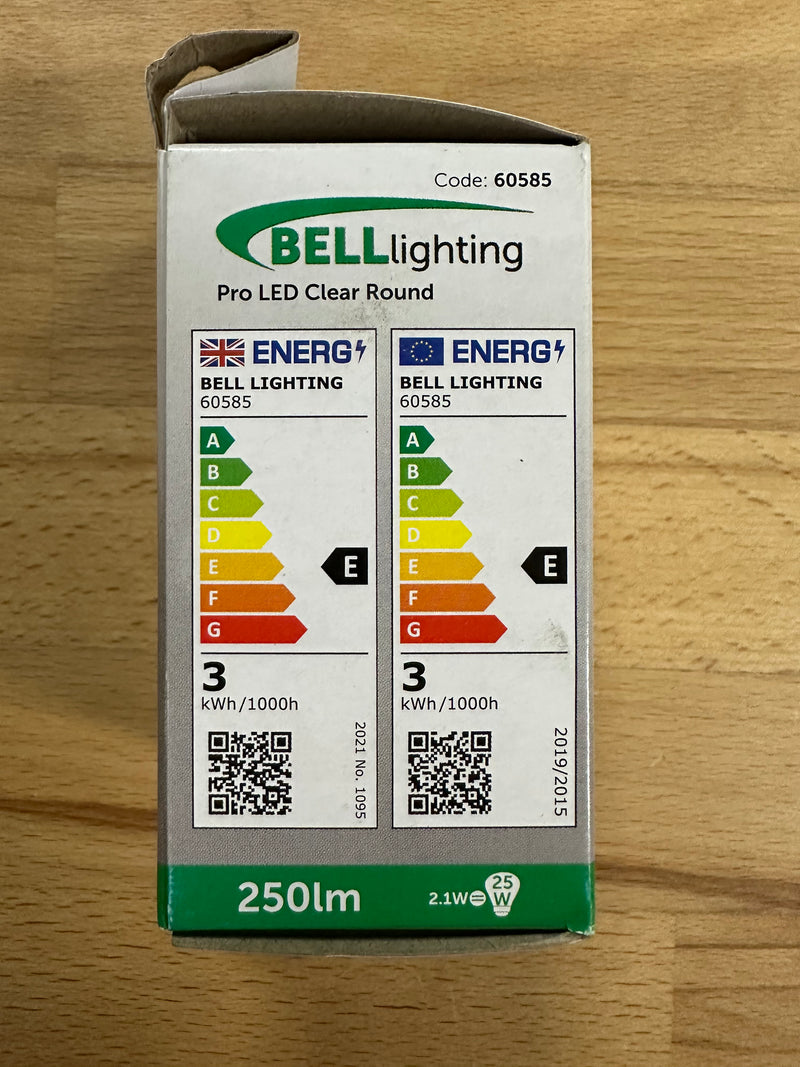 Bell LED 2.1W Dimmable 45mm Clear Round Ball - ES - 4000K - 60585 - LED Spares