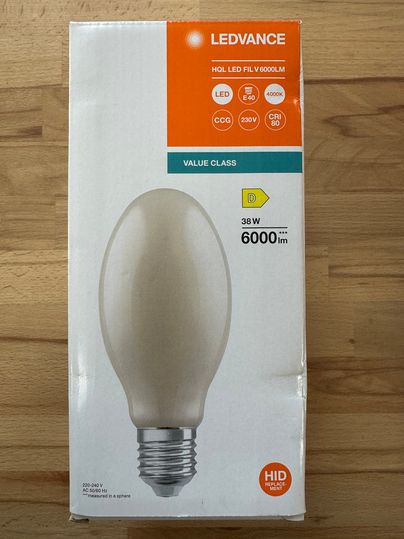 Ledvance LED Bulb HQL LED FIL V E40 38W 6000lm Cool White - LED Spares