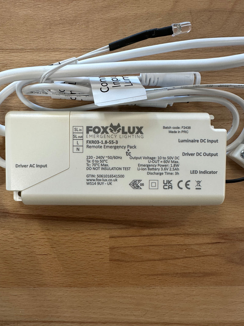 FoxLux FXR03-1.8-55-3 Micro Remote Pack Manual Test 10-50V 1.8W - LED Spares
