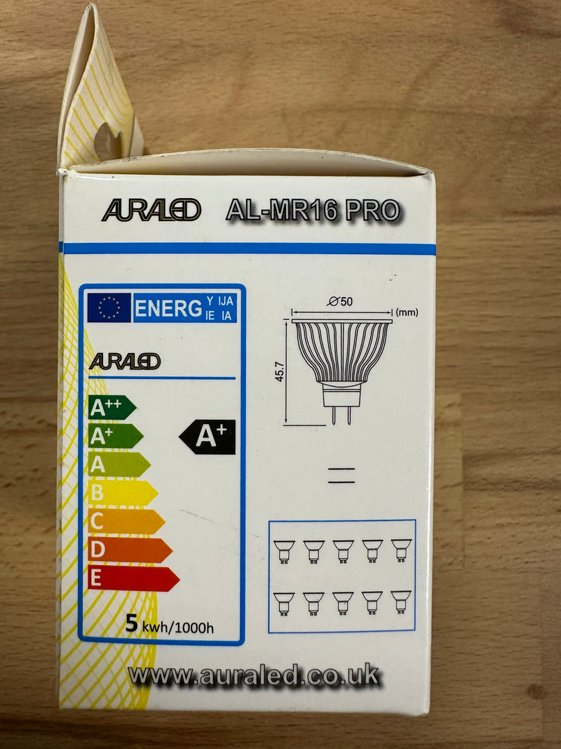 AURALED AL-MR16 PRO 2 PIN 5W 12v 2700K - LED Spares