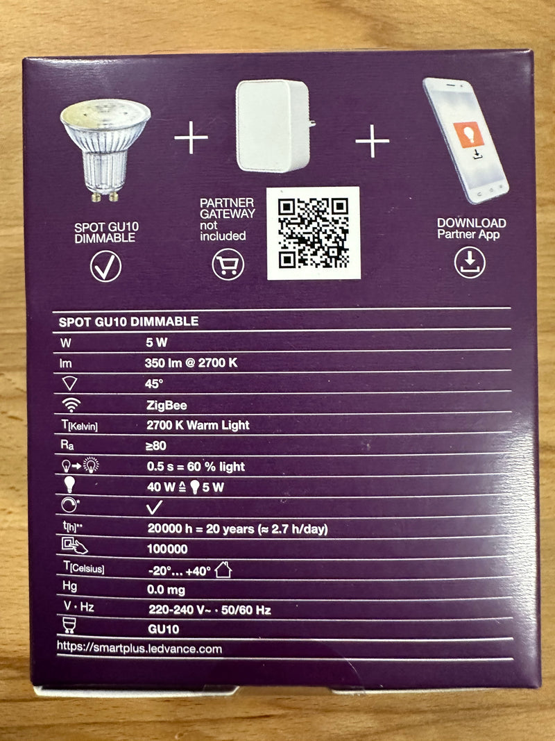 Ledvance Smart+ Zigbee GU10 Spot 4.5W 350lm 36D Warm White Dimmable - LED Spares