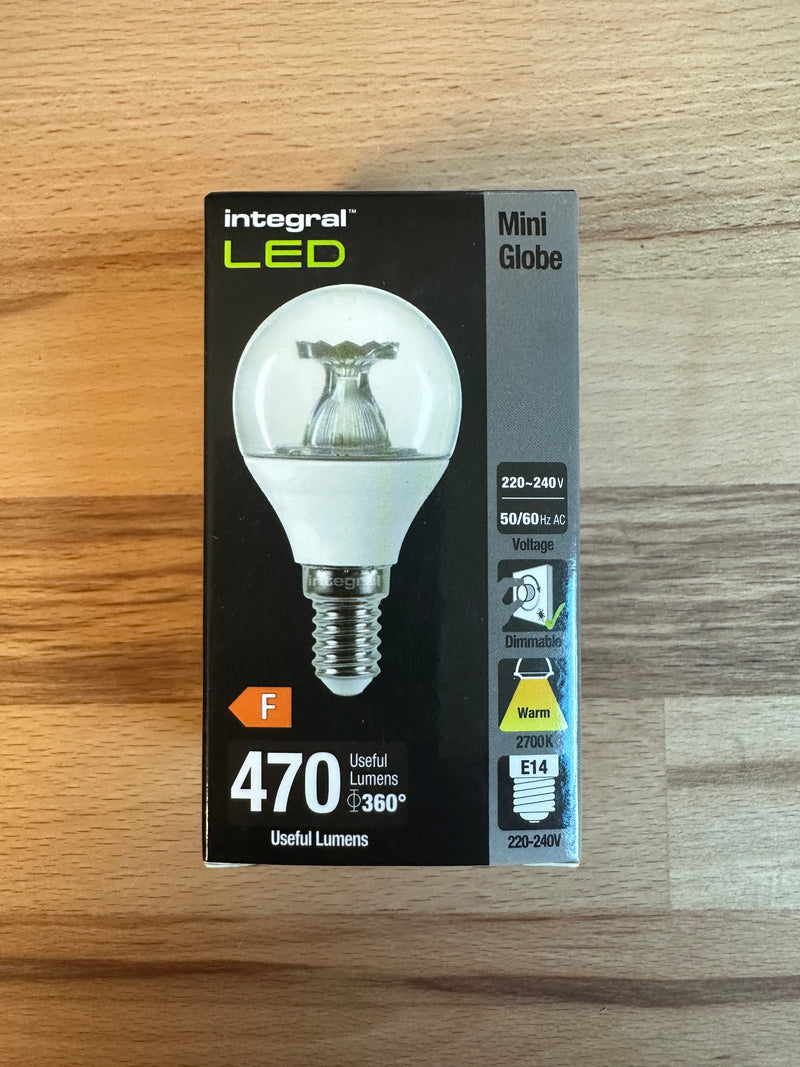 Integral Golf Ball E14 470lm 4.9W 2700K Dimmable LED Bulb - LED Spares