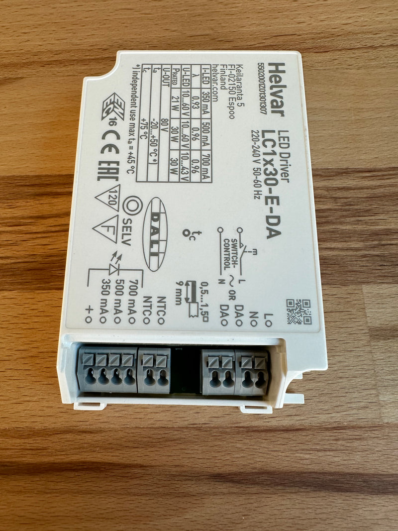 Helvar LC1X30-E-DA 30W DALI Dimmable LED Driver - LED Spares