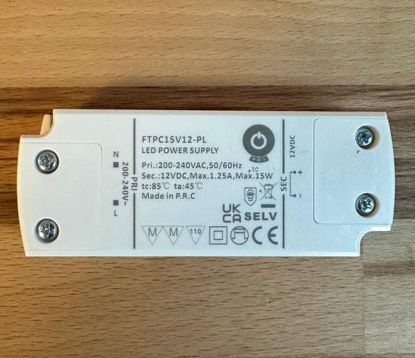 POS Power FTPC15V-12-PL 15W 12V/1.25A LED Power Supply - LED Spares