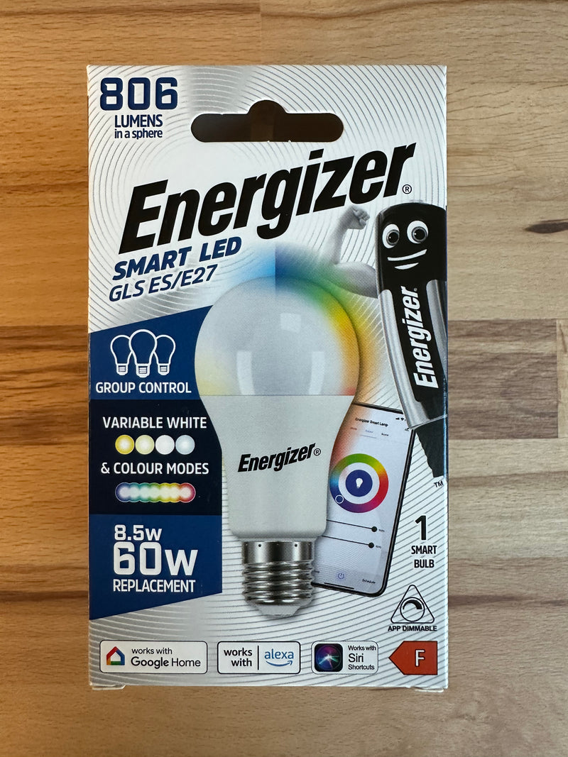 Energizer Smart E27 (ES) GLS - 8.5W - Colour Changing Bulb - 806LM - Boxed - LED Spares