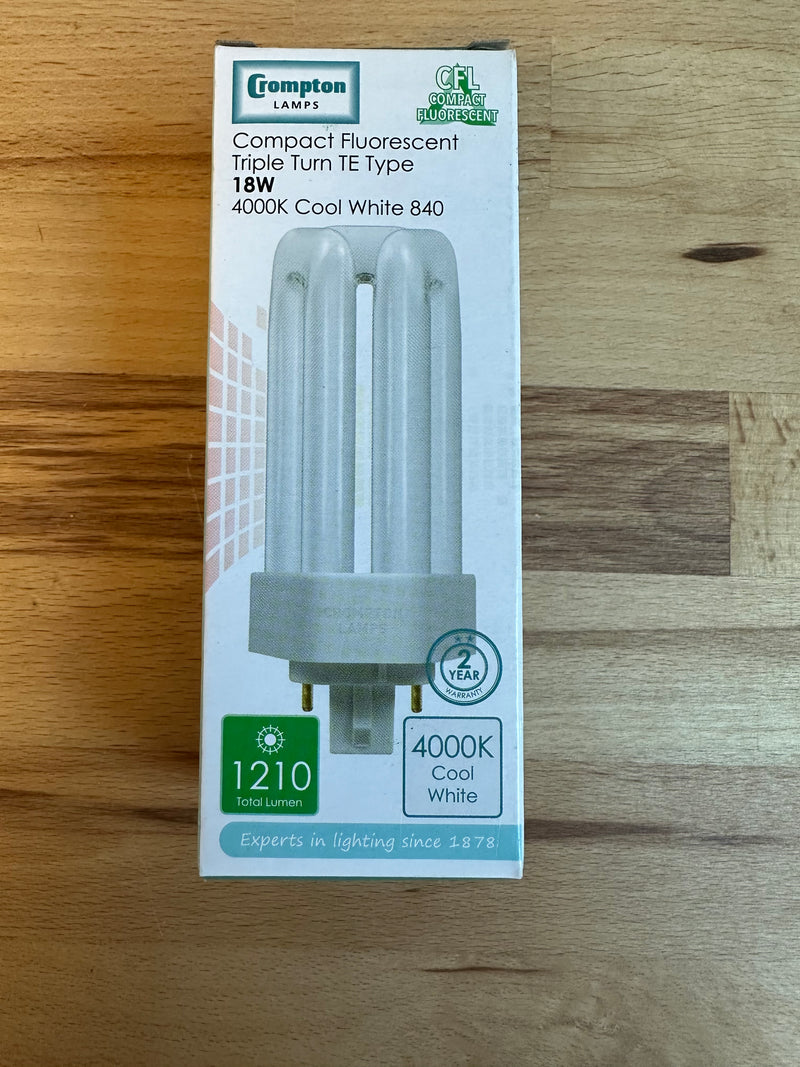 Crompton CLTE18SCW 18W 4PIN Gx24q-2 4000k Triple Turn CFL Lamp - LED Spares