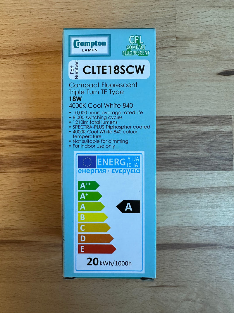 Crompton CLTE18SCW 18W 4PIN Gx24q-2 4000k Triple Turn CFL Lamp - LED Spares