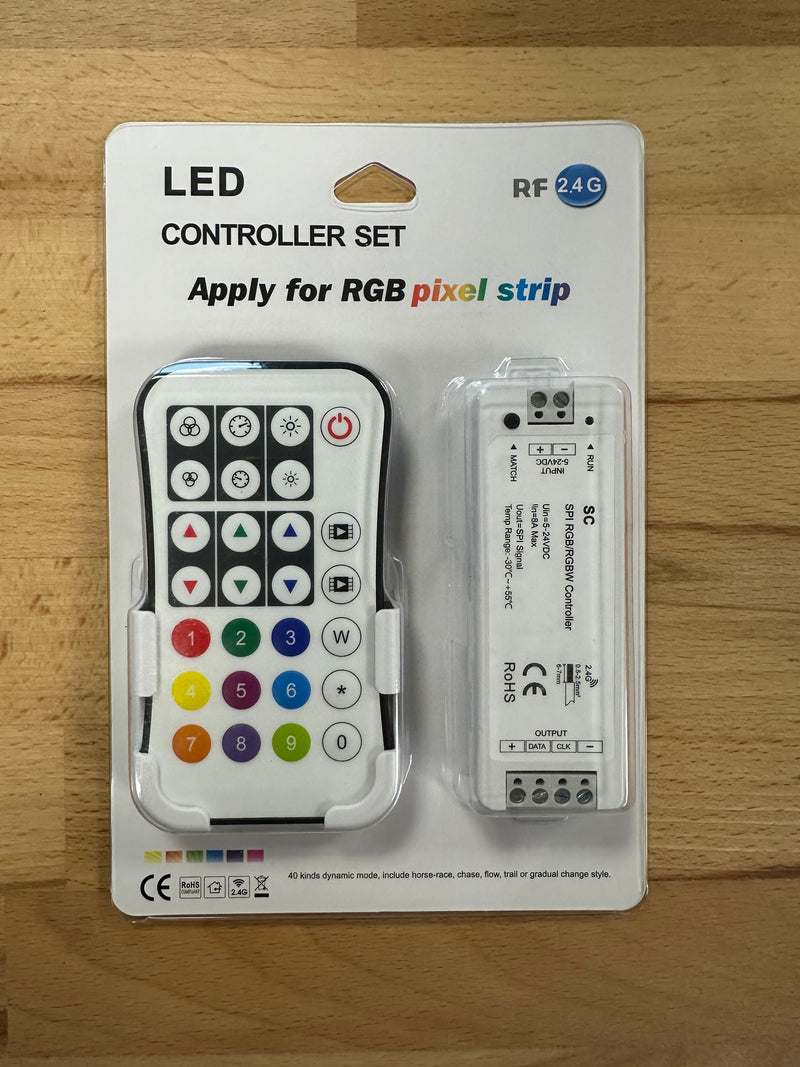 LED 5-24V DC SPI Controller &amp; Remote Set For RGB Pixel Strip - SC+R9 - LED Spares