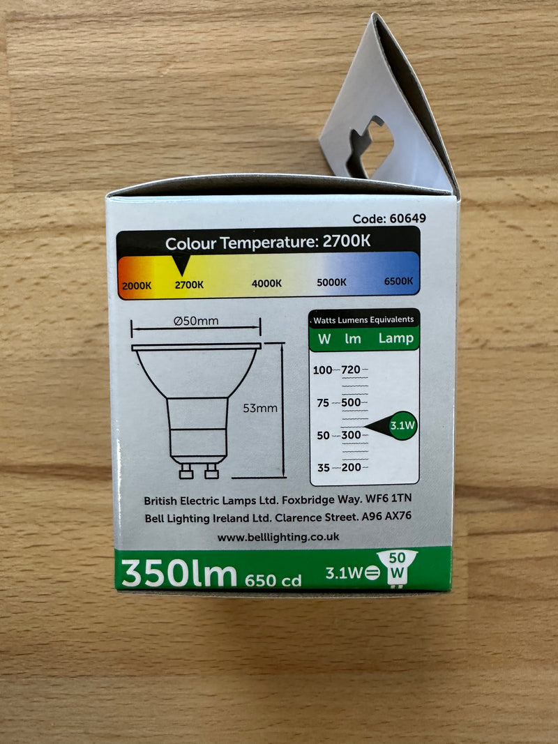 Bell Halo Glass 3.1W LED Dimmable GU10 - 2700K - 60649 - LED Spares