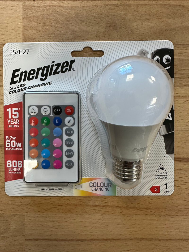 S14542 ENERGIZER Colour Changing E27 GLS LED RGB+W With Remote Control - LED Spares